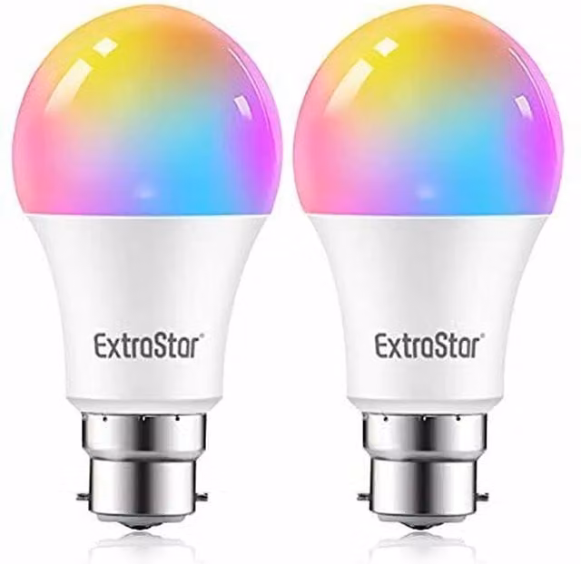 ExtraStar A60 Smart LED WiFi RGB Bulb in White and Multicolour, Compatible with Amazon Alexa and Google Assistant