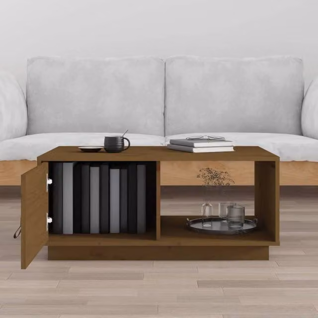 Berkfield Home Beautiful Rectangular Coffee Table in Honey Brown Solid Pine Wood W/D/H: 80 x 50 x 35.5 cm – 1