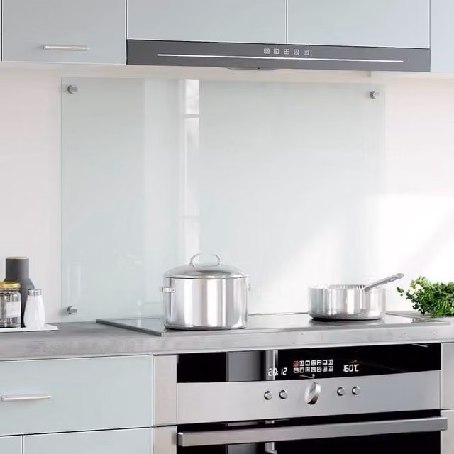 Berkfield Home Transparent Tempered Glass Kitchen Backsplash, W: 90 cm, H: 60 cm