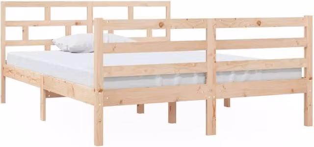 Berkfield Home Solid Wood Pine Bed Frame in Beige, W/D/H: 140 x 190 cm