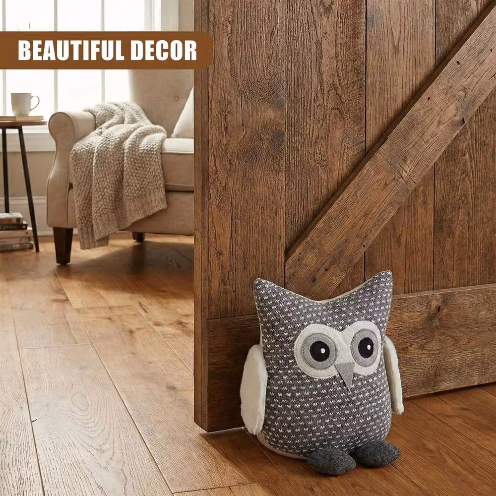 NESTLUNE Decorative Owl Animal Weighted Door Stop in Grey – 6
