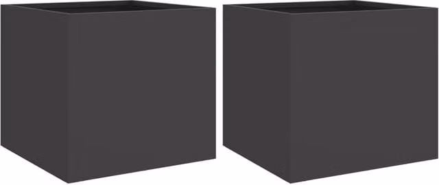 Berkfield Home Steel Planter Tub, 2 Pack, Black, W: 32 cm, D: 30 cm, H: 29 cm – 1