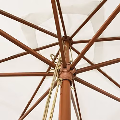 vidaXL Garden Parasol with Wooden Pole in Sand, W: 300 cm, D: 300 cm, H: 273 cm – 3