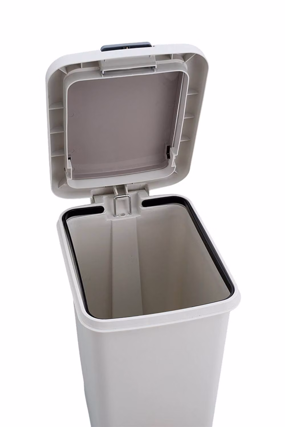 Living and Home XL Plastic Foot Pedal and Press-to-Open Trash Bin in White – 3