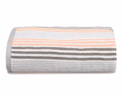 Allure Bath Fashions Merlin Striped Cotton Bath Sheet, Pink and Multicolour, W: 90 cm, L: 150 cm, 550gsm