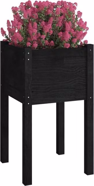Berkfield Home Durable Garden Planter in Black Solid Pinewood, W/D/H: 40 x 40 x 70 cm – 1