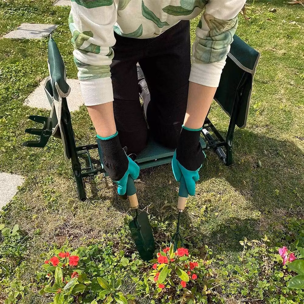 NESTLUNE Portable Garden Kneeler and Seat Bench with Tool Bag Pouch, Green – 5