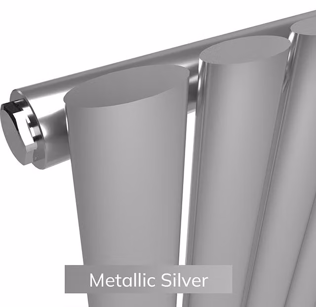 Lux Heat Oval Horizontal Steel Radiator in Silver, W: 40 cm, H: 36 cm