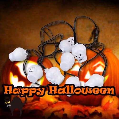 VFM e-Store Halloween LED Skull Lights, Set of 8, White – 6