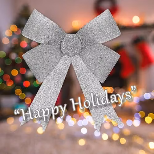 VFM e-Store Silver Tinsel Bow Christmas Decoration, W: 37 cm, D: 49 cm, H: 13 cm – 5