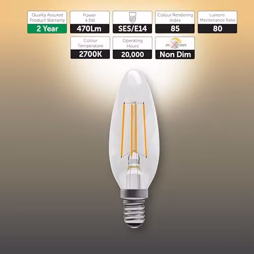 BELL Lighting E14 LED Filament Candle Bulbs, Warm White, Pack of 3 – 2