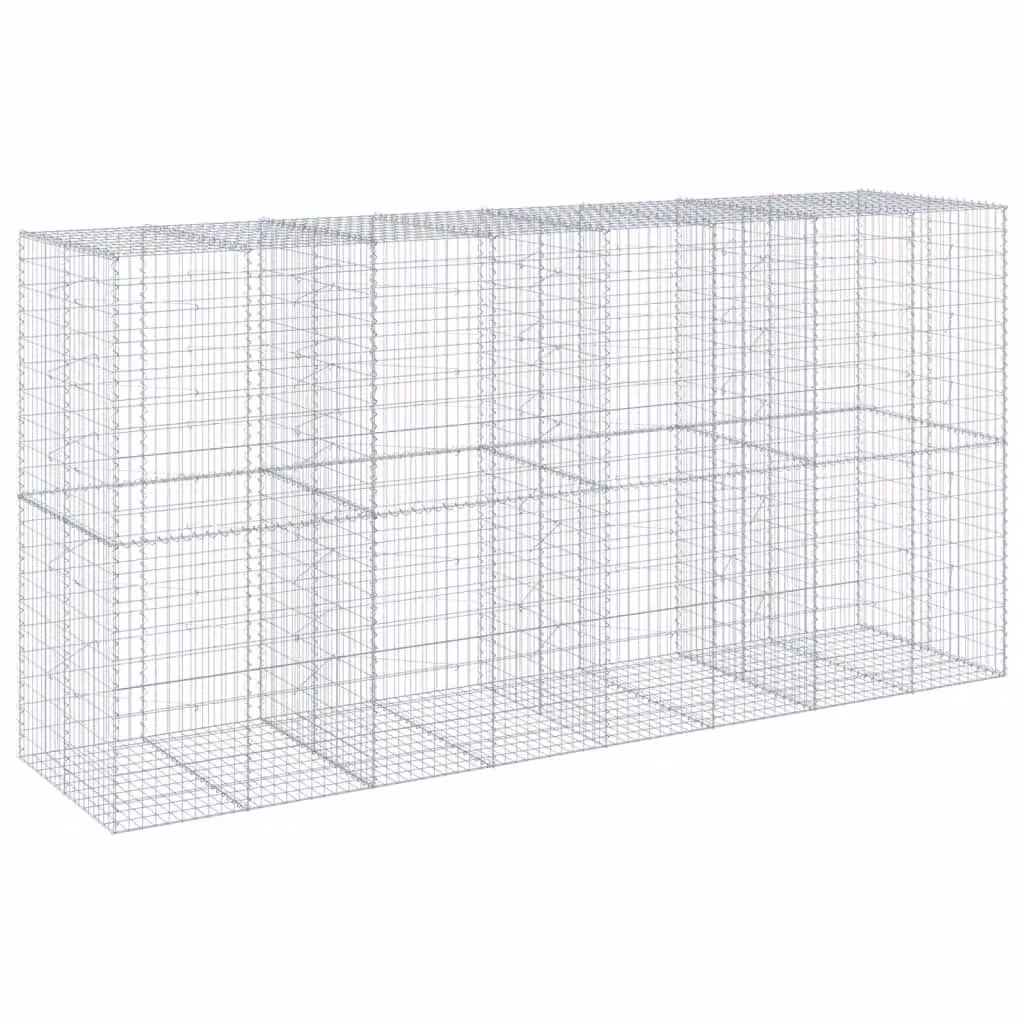 Berkfield Home Silver Galvanised Steel Gabion Basket with Cover, W/D/H: 400 x 100 x 200 cm – 2