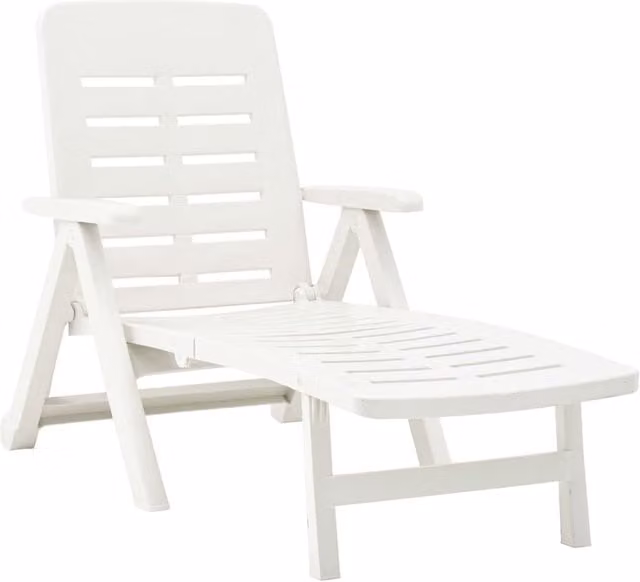Berkfield Home Folding Sun Lounger in White Plastic with Adjustable Headrest and Armrests