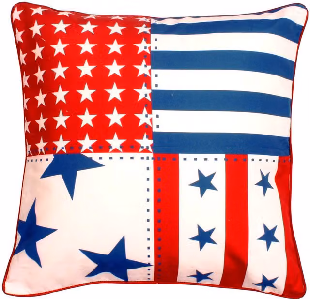 Velosso Stars and Stripes Printed Square Cushion in Red