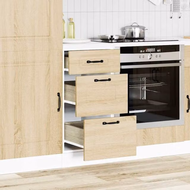 Berkfield Home Kalmar Kitchen Base Cabinet in Sonoma Oak Engineered Wood, W/D/H: 81.5 x 40 x 46 cm