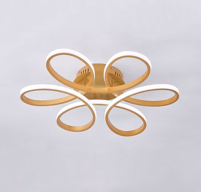Living Star Modern LED Semi Ceiling Light with Acrylic Petals in Gold and White, 74W