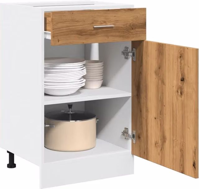 Berkfield Home Lyon Artisan Oak Drawer Bottom Cabinet, Brown, W: 50 cm, D: 46 cm, H: 81.5 cm
