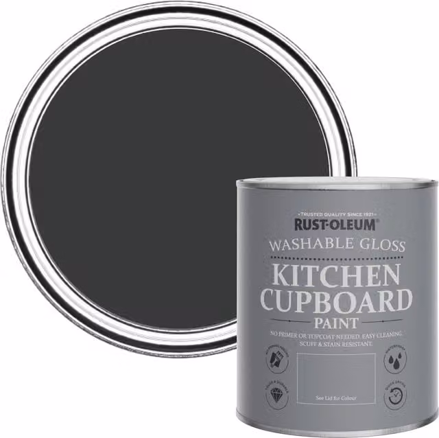 Rust-Oleum Kitchen Cupboard Paint Gloss Finish in Natural Charcoal Black, 750ml