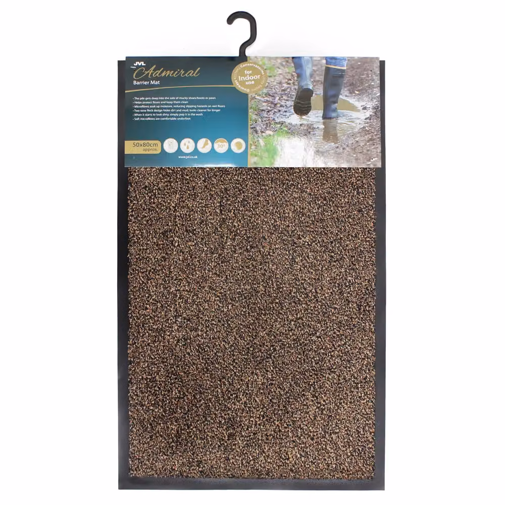 JVL Admiral Brown Striped Microfibre Mat Set of 2, W: 50 cm x D: 80 cm – 5