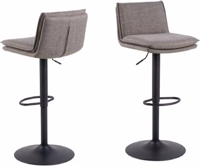netfurniture Kensington Swivel Bar Stool in Light Grey-Brown Fabric with Metal Frame – 1