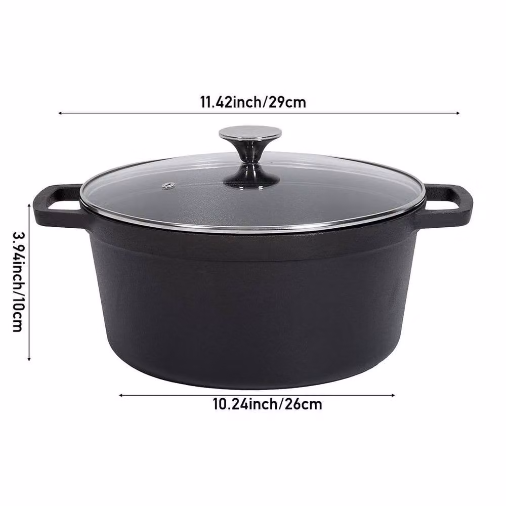 NESTLUNE Black Cast Iron Casserole Dish Pot for Stewing, Diameter: 26 cm, Height: 10 cm – 2
