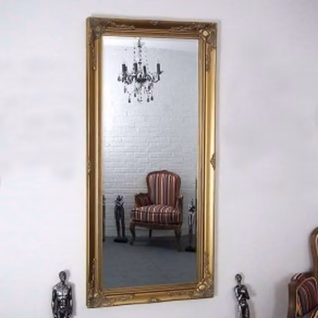 MirrorOutlet Thornton Gold Full Length Rectangular Wall Mirror, Gold, W: 79 cm, H: 170 cm