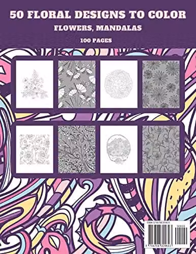 Flower Coloring Book with 50 Floral Designs for Adults, Multicolour – 2