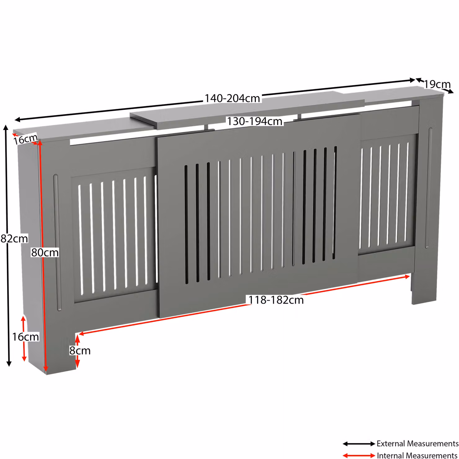Vida Designs Chelsea Adjustable MDF Radiator Cover in Grey – 2