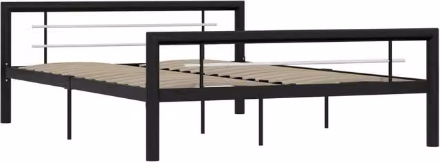Berkfield Home Metal Bed Frame in Black and White, W/D/H: 120 x 200 cm