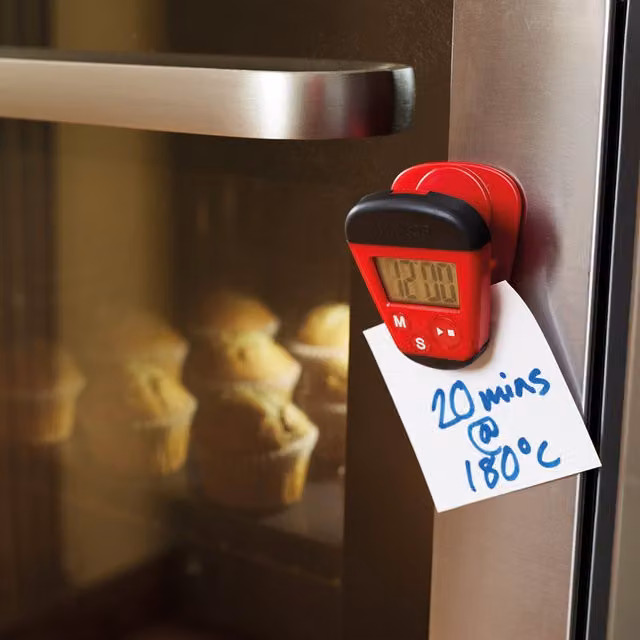 Taylor Pro Kitchen Clip Digital Timer in Red