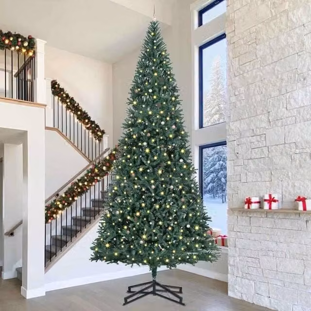 Berkfield Home Artificial Pre-lit Christmas Tree with Ball Set, Green, 500 cm – 1