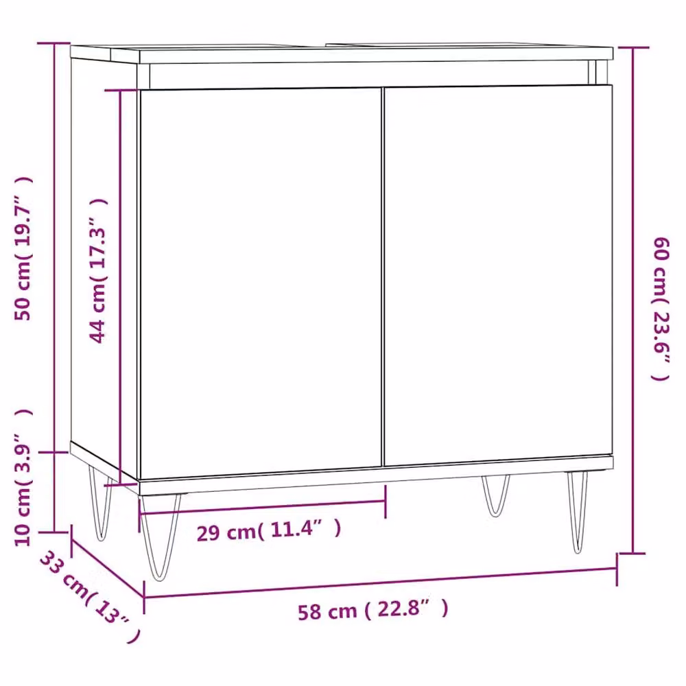 Berkfield Home Durable Brown Oak Bathroom Cabinet W/D/H: 58 x 33 x 60 cm – 4