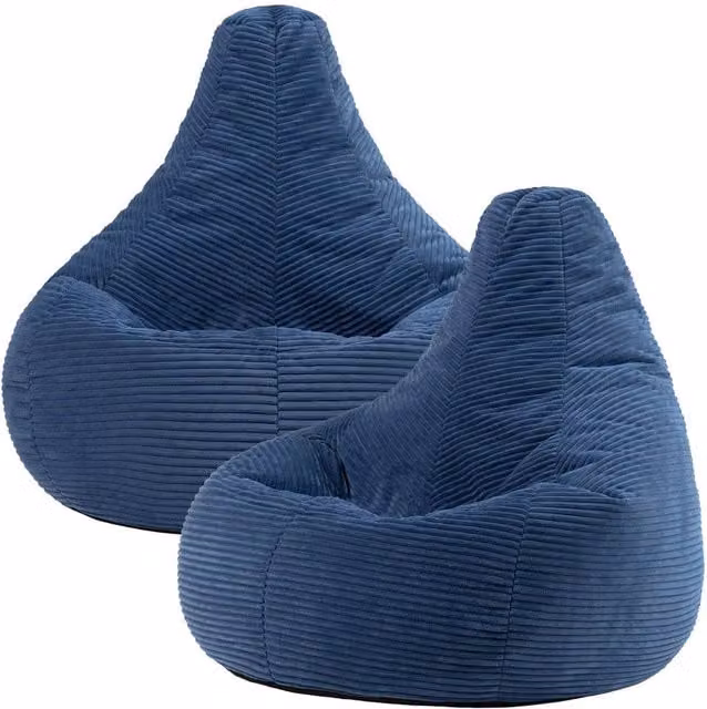icon Dalton Cord Adult Bean Bag Chair Set of 2 in Blue with EPS Polystyrene Filling