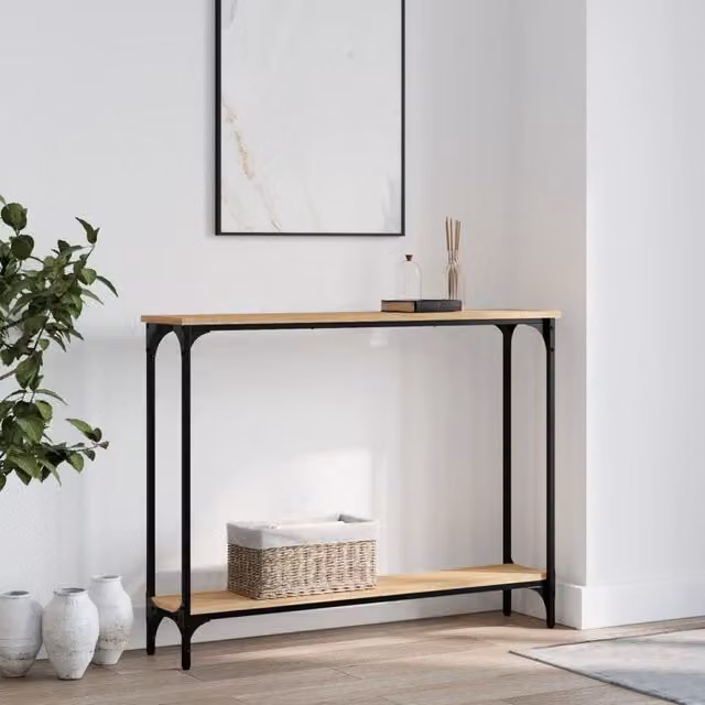 Berkfield Home Sonoma Oak Console Table in Brown, W/D/H: 100 x 22.5 x 75 cm – 1