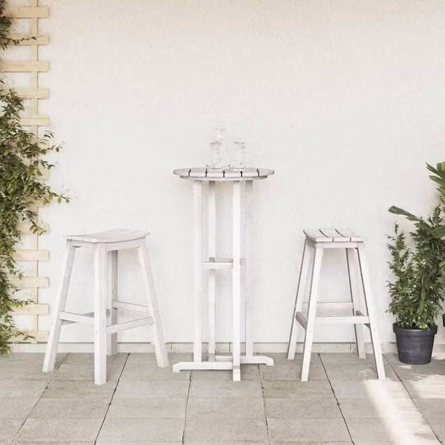 Berkfield Home Elegant Bar Stools, Set of 2, White HDPE and Wood