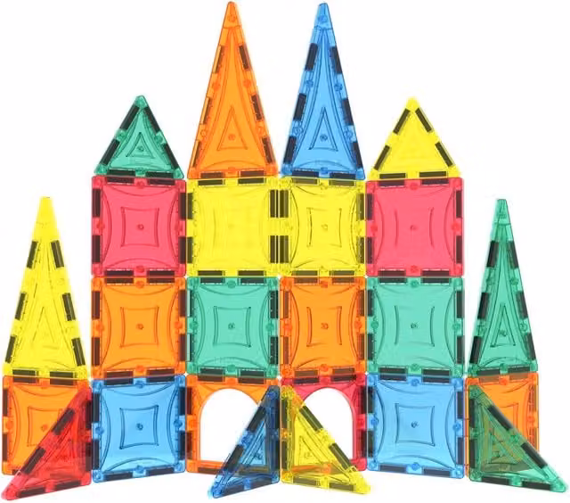 Mag-Genius 32 Piece Magnetic Building Tiles Vehicle Set in Multicolour and Blue
