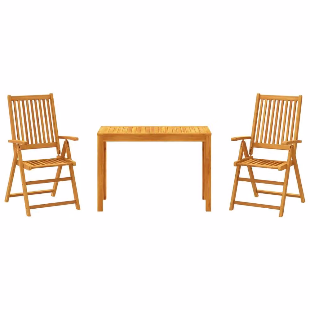 Berkfield Home 3 Piece Acacia Wood Garden Dining Set in Brown – 2