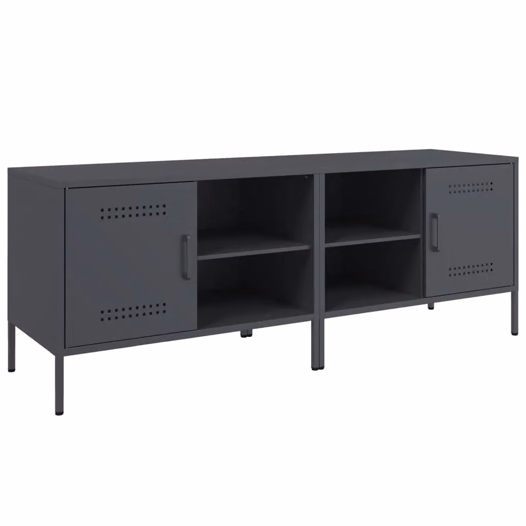 Berkfield Home Set of 2 Anthracite Metal TV Cabinets, W/D/H: 68 x 39 x 50.5 cm – 2