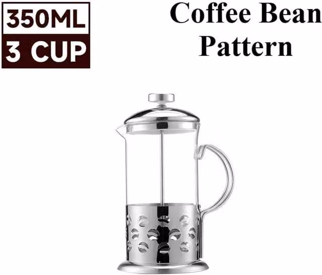 YnysTec Stainless Steel French Press Coffee Maker, Silver, 350 ml