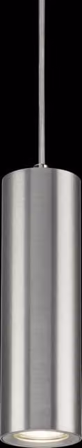 Netlighting Knightsbridge Dasan Single Long Fixed Round Pendant Light in Brushed Chrome and Grey