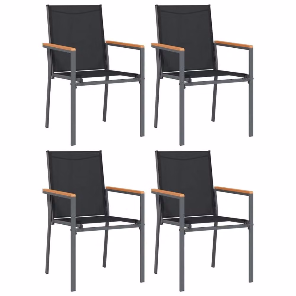 Berkfield Home Beautiful 5 Piece Garden Dining Set in Black Textilene and Steel – 4