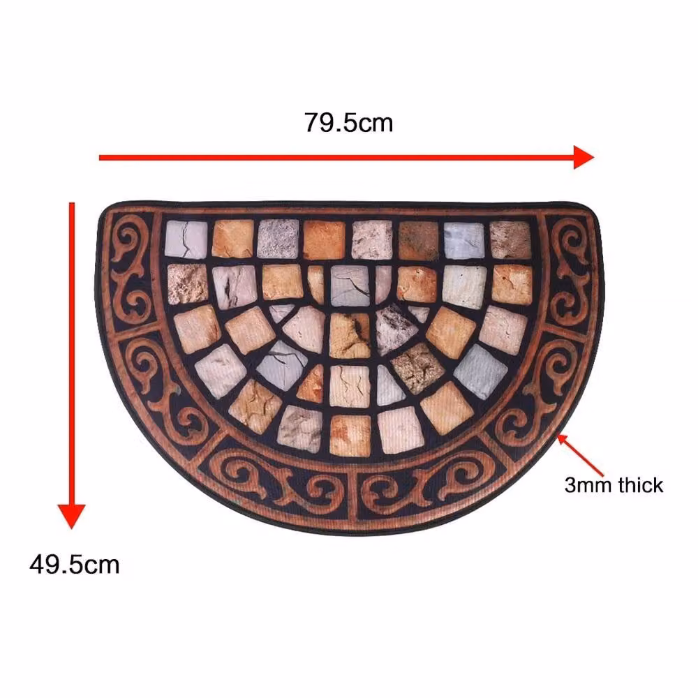 NESTLUNE Half Moon Slate Effect Heavy Duty Anti Slip Rubber Mat in Brown W/D/H: 100 x 1000 cm – 2