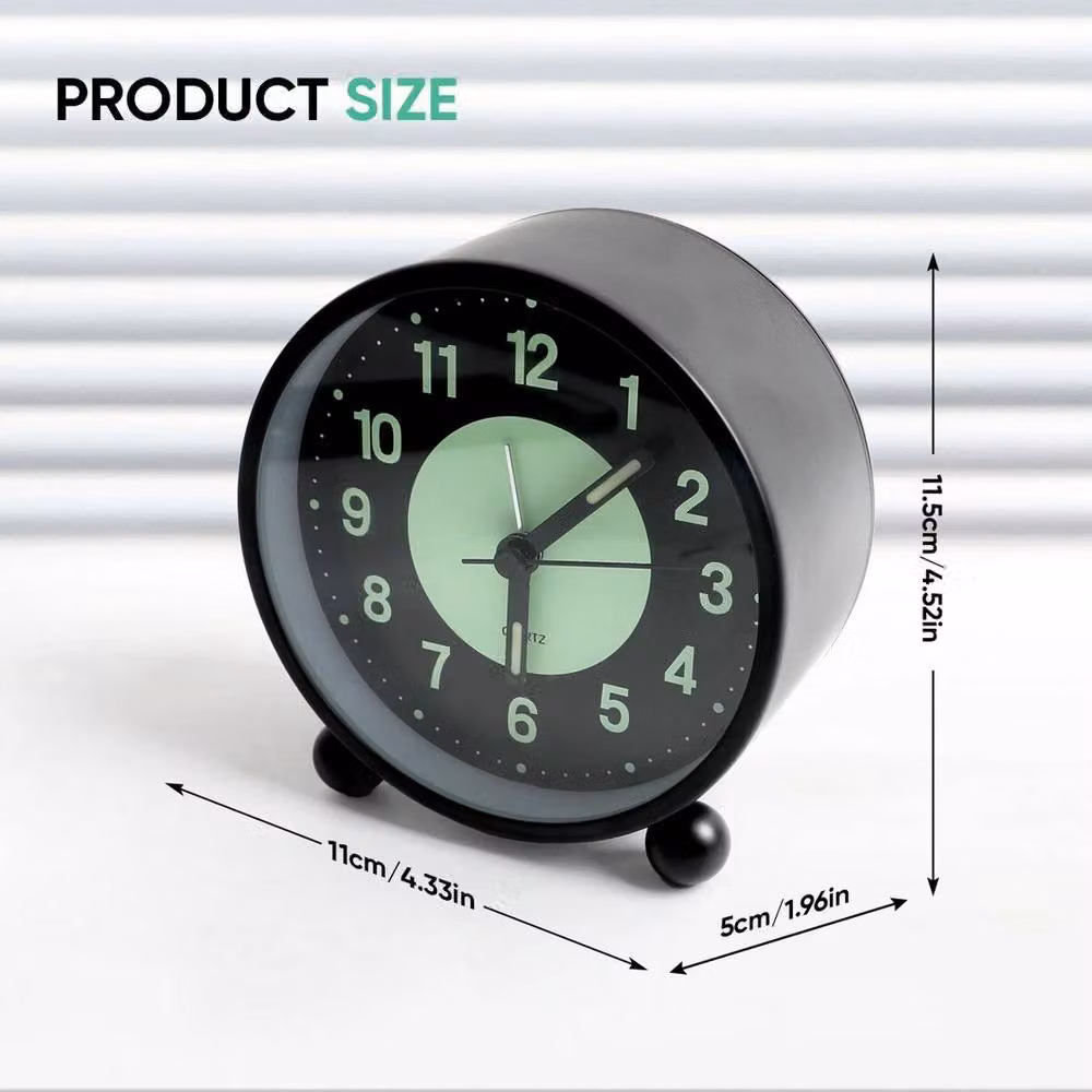 NESTLUNE Silent Battery Powered Alarm Clock in Black, W: 100 cm, D: 15 cm, H: 15 cm – 2