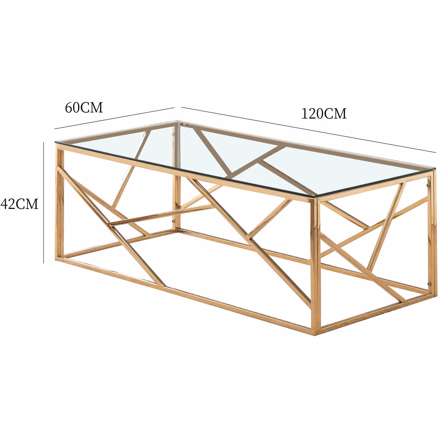 Comfy Living Modern Rectangular Glass and Metal Coffee Table in Gold – 2