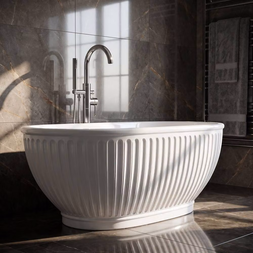 Balterley Iverley Contemporary Luxury Oval Thin Rim Double Ended Freestanding Bath in White W: 168 cm, D: 75 cm, H: 57 cm – 2