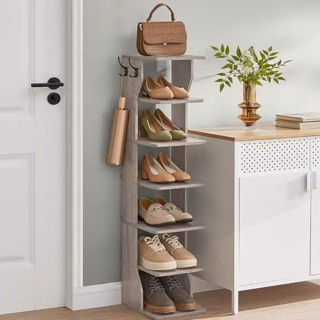 VASAGLE Slim Narrow Shoe Rack Storage Organiser in Fawn – 1