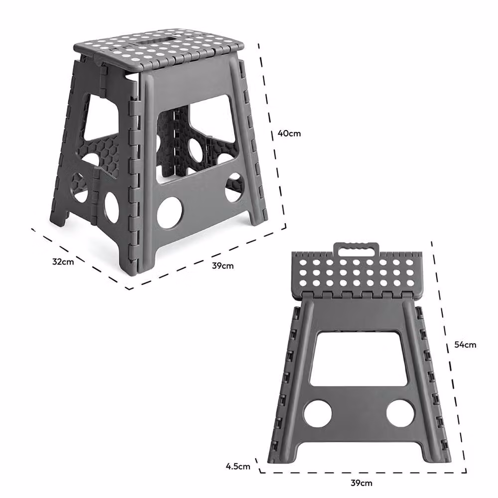 FLAVORA Grey Large Foldable Step Stool Portable Kitchen Step Seat – 3