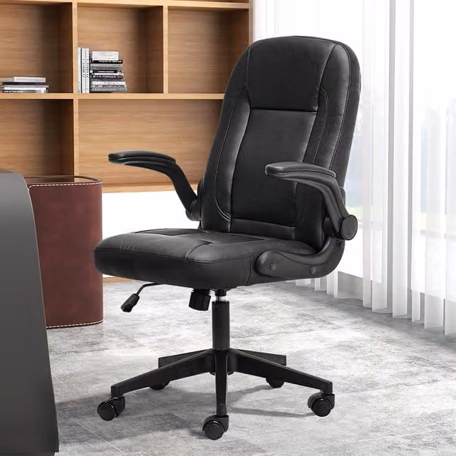Levede Ergonomic Black PU Leather Office Chair with Armrests