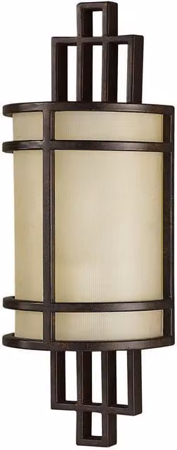Netlighting Fusion Modern Indoor Wall Light in Bronze with Amber Glass and E27 Socket – 1