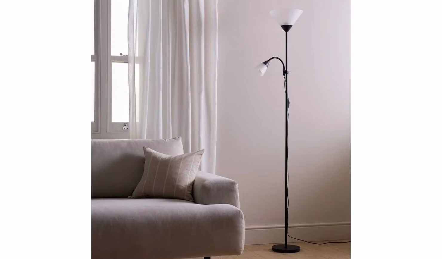 Father and Child Modern Black Floor Lamp with Adjustable LED Reading Light